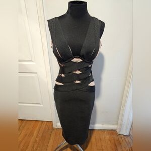 Fashion Nova Black and Pink Cutout Dress